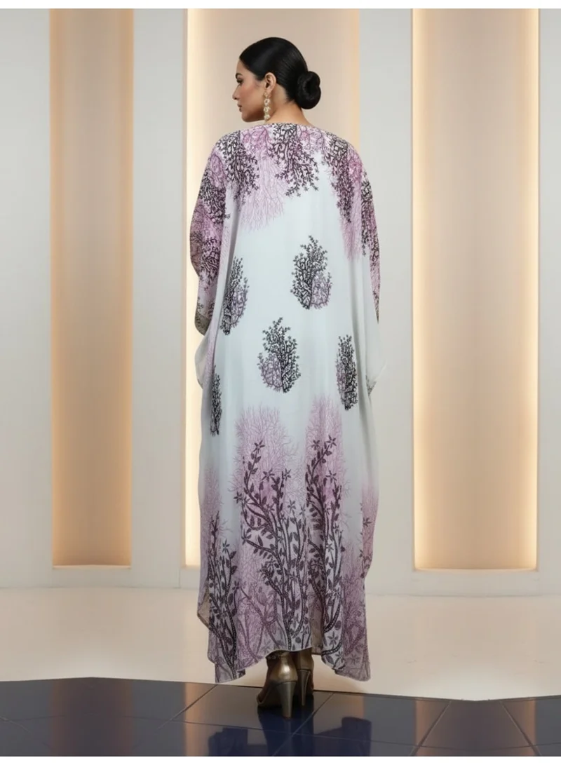 Alaya Hand Embroidered Chikankari Chiffon Kaftan-AL3851A